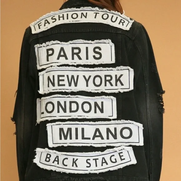 American Bazi Black Denim Jacket Size L - Picture 2 of 8